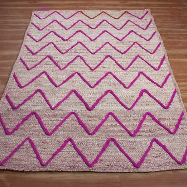 Beige Pink Hand Braided Jute Flat Area Rug - Image 4