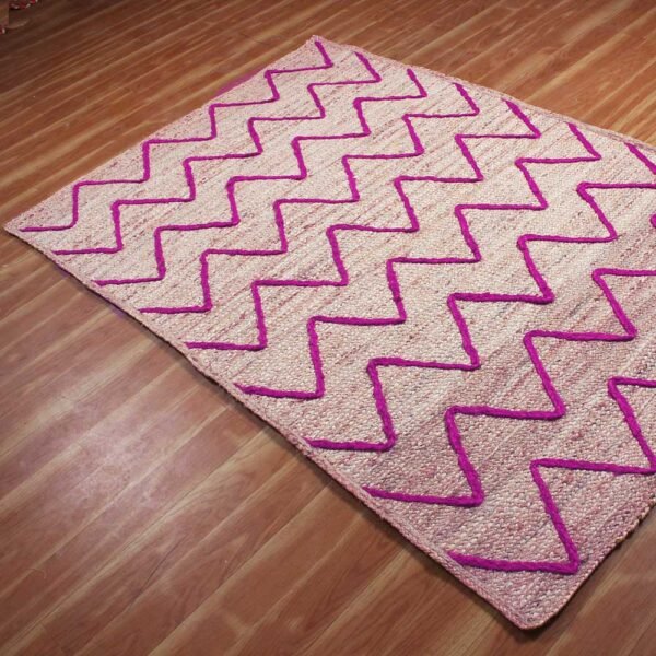 Beige Pink Hand Braided Jute Flat Area Rug - Image 5