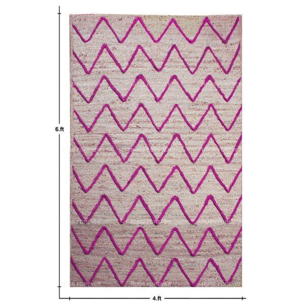 Beige Pink Hand Braided Jute Flat Area Rug - Image 6
