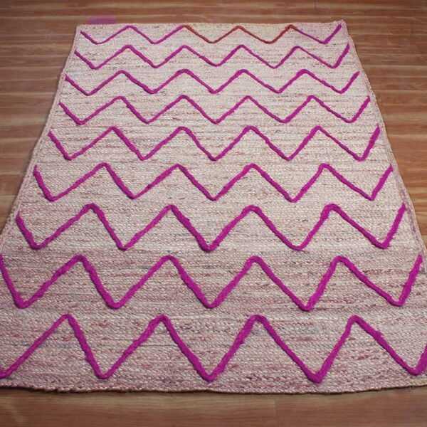 Beige Pink Hand Braided Jute Flat Area Rug - Image 7