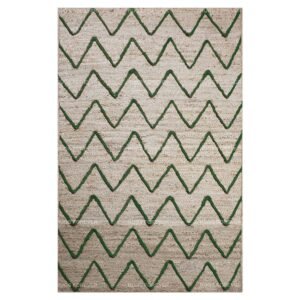 Hand Braided Beige Green Jute Area Rug