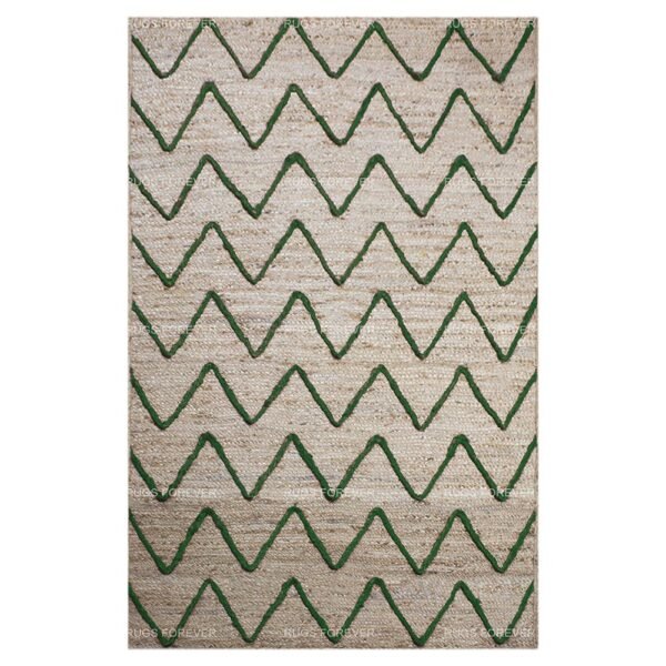 Hand Braided Beige Green Jute Area Rug