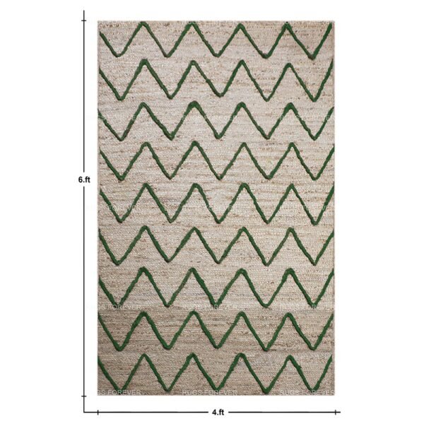 Hand Braided Beige Green Jute Area Rug - Image 3