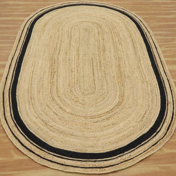 Jute Oval Beige Hand Braided Geometric Rug - Image 3