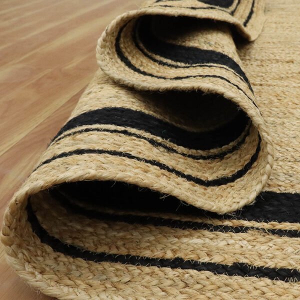 Jute Oval Beige Hand Braided Geometric Rug - Image 4