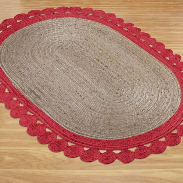 Red Beige Hand Braided Lobby Area Rug - Image 4