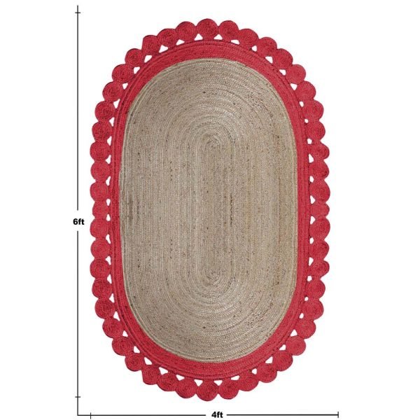 Red Beige Hand Braided Lobby Area Rug - Image 6