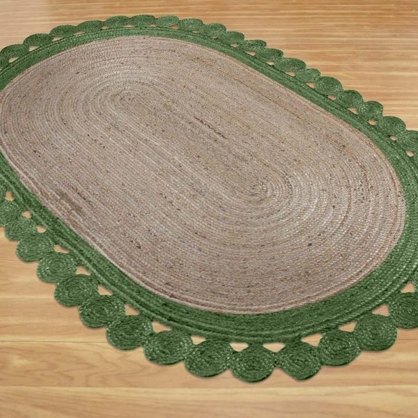 Hand Braided Oval Jute Rug Size 5x8 On Sale - Image 4