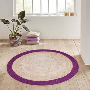 Hand Braided Beige Purple Large Area Rug