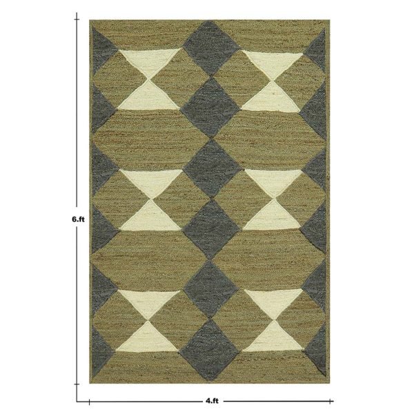 Hand Braided Green Black Geometric Outdoor Rug - Image 6