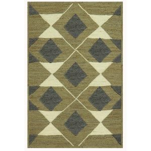 Geometric Hand Braided Green Modern Area Rug
