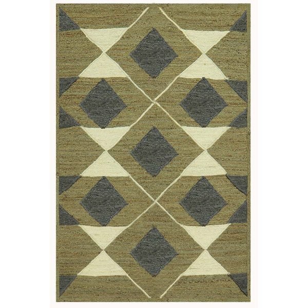 Geometric Hand Braided Green Modern Area Rug
