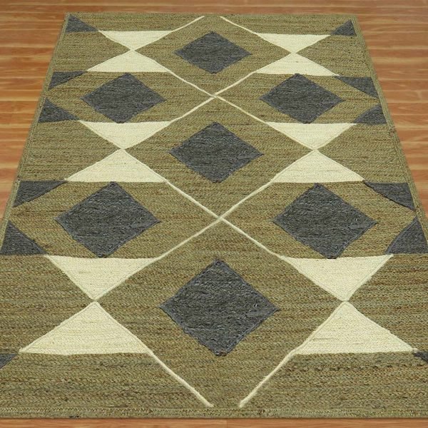 Geometric Hand Braided Green Modern Area Rug - Image 3