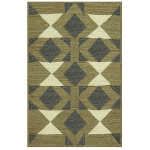 Handmade Geometric Black Green Area Rug