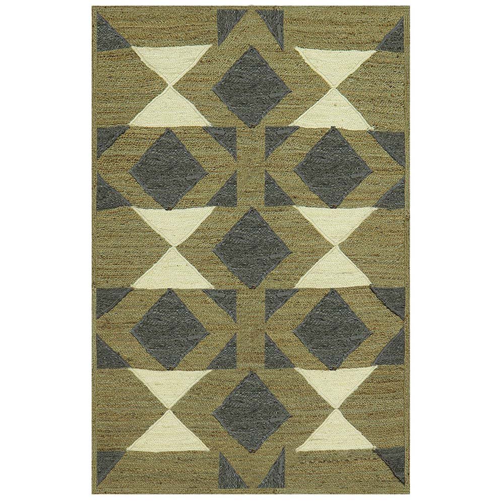 Handmade Geometric Black Green Area Rug