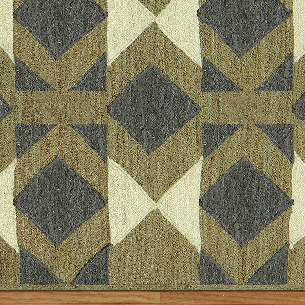 Handmade Geometric Black Green Area Rug - Image 5