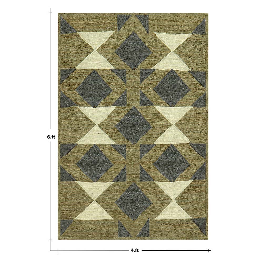 Handmade Geometric Black Green Area Rug - Image 6