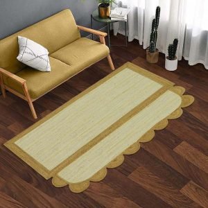Indian Handmade White Geometric Jute Rug