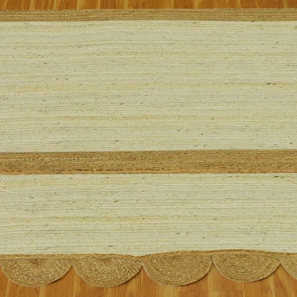 Indian Handmade White Geometric Jute Rug - Image 4