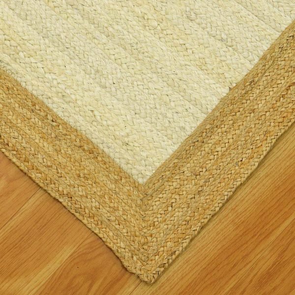 Indian Handmade White Geometric Jute Rug - Image 5