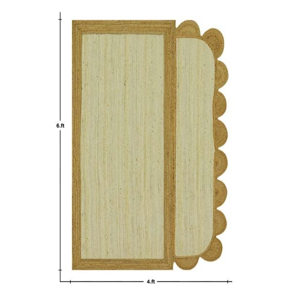 Indian Handmade White Geometric Jute Rug - Image 6