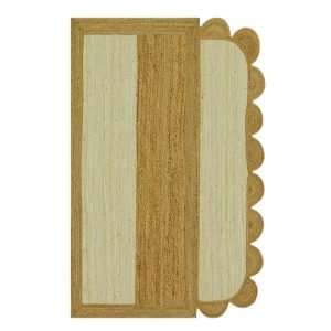 White Beige Hand Braided Home Decor Jute Rug