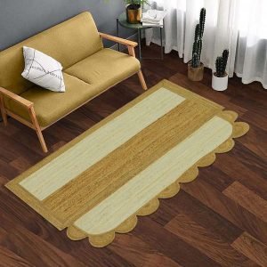 White Beige Hand Braided Home Decor Jute Rug