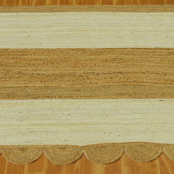 White Beige Hand Braided Home Decor Jute Rug - Image 4