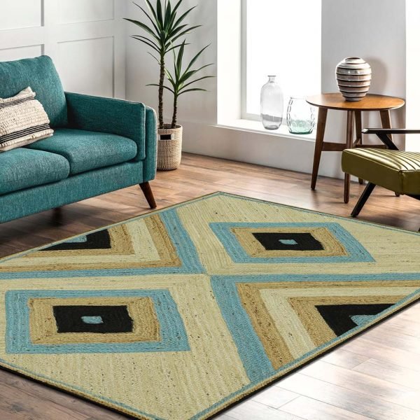Handcrafted Indian Multicolor Garden Jute Rug - Image 2