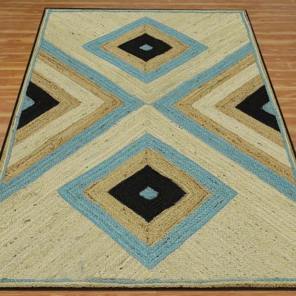 Handcrafted Indian Multicolor Garden Jute Rug - Image 3