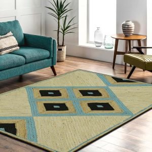 Hand Braided Geometric Multicolor Indoor Jute Rug