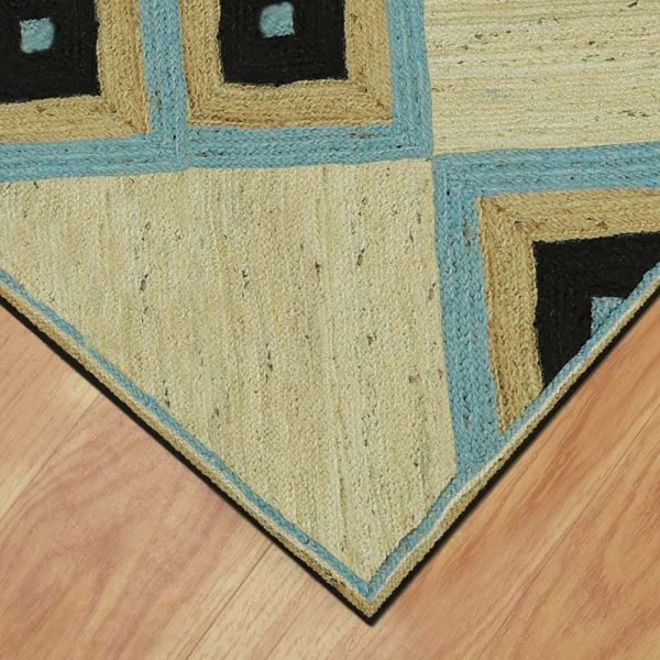 Hand Braided Geometric Multicolor Indoor Jute Rug - Image 4