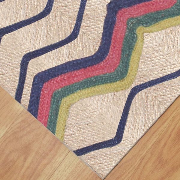 Handmade Multicolor Geometric Jute Rug - Image 4