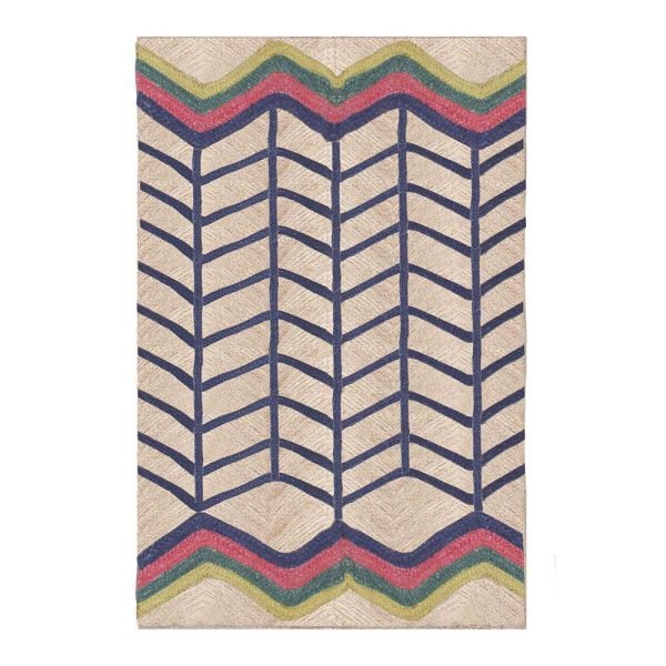 Hand Braided Geometric Multicolor Jute Rug