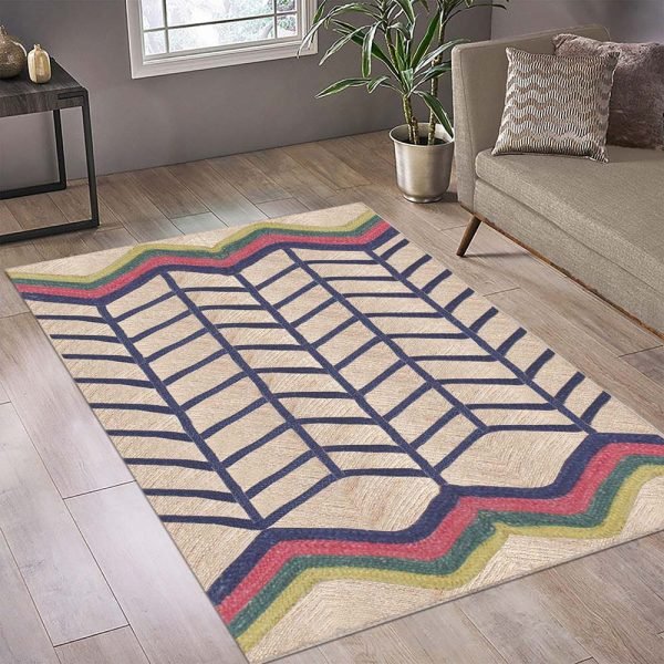 Hand Braided Geometric Multicolor Jute Rug - Image 2