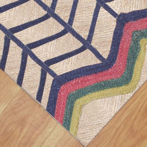 Hand Braided Geometric Multicolor Jute Rug - Image 4