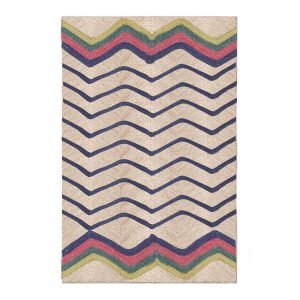 Handmade Geometric Blue Jute Yoga Rug