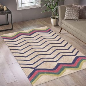 Handmade Geometric Blue Jute Yoga Rug