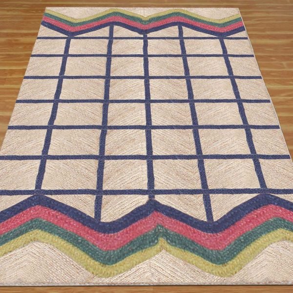 Indian Geometric Handmade Jute Rug - Image 3