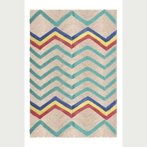 Handmade Turquoise Geometric Jute Rug