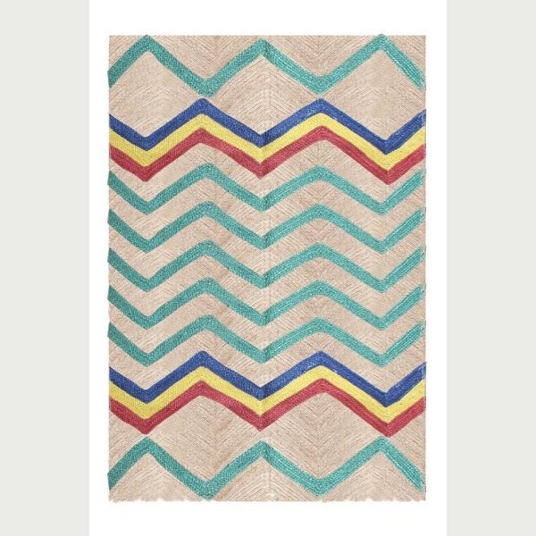 Handmade Turquoise Geometric Jute Rug