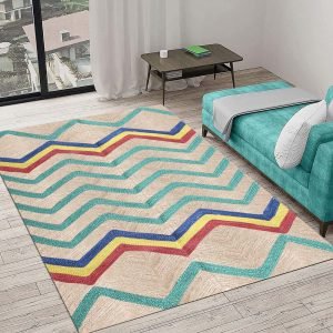 Handmade Turquoise Geometric Jute Rug
