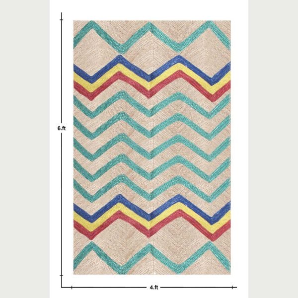 Handmade Turquoise Geometric Jute Rug - Image 6