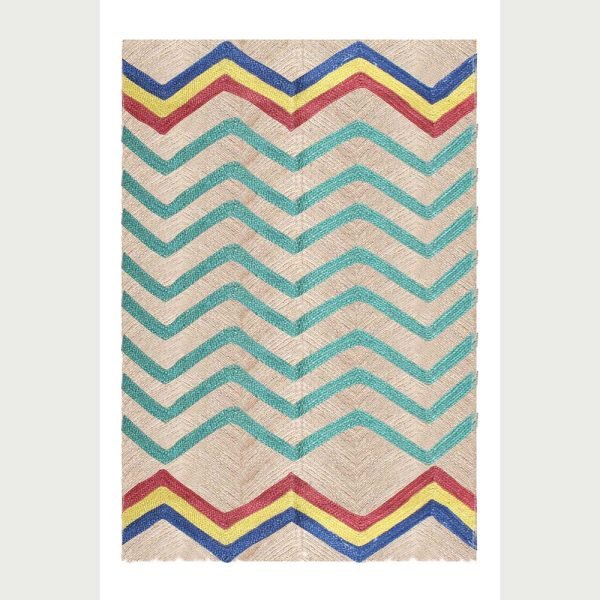 Handmade Turquoise Jute Entryway Area Rug