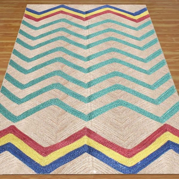 Handmade Turquoise Jute Entryway Area Rug - Image 3