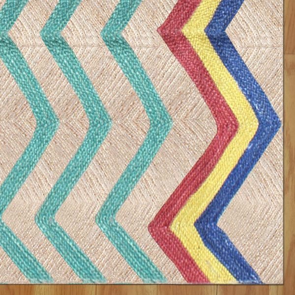 Handmade Turquoise Jute Entryway Area Rug - Image 4