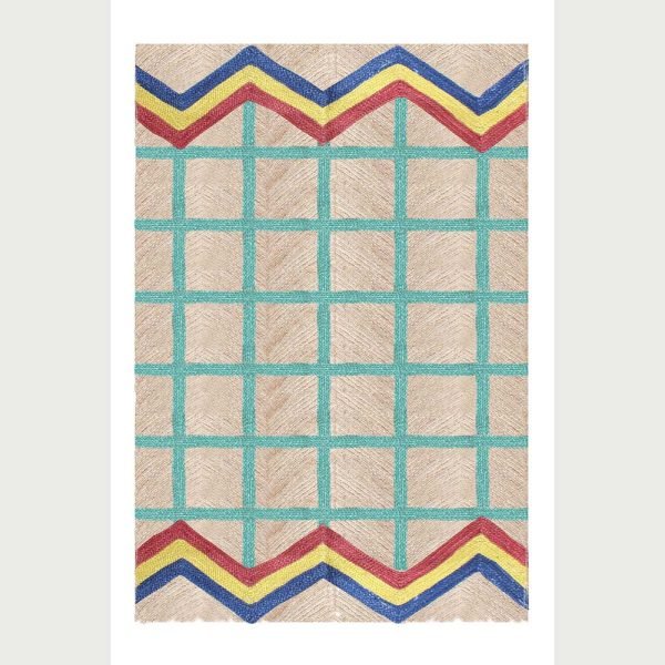 Handcrafted Bedroom Turquoise Jute Rug