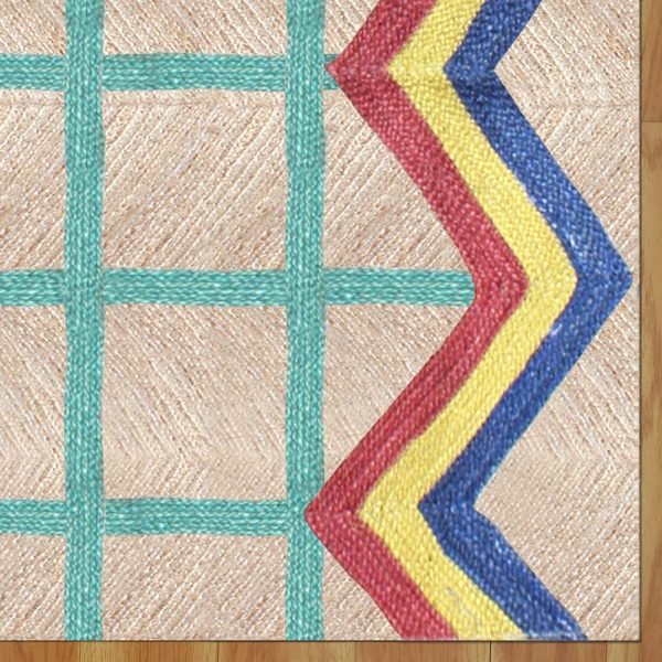 Handcrafted Bedroom Turquoise Jute Rug - Image 4