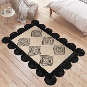 Handmade Black Beige Home Decor Rug