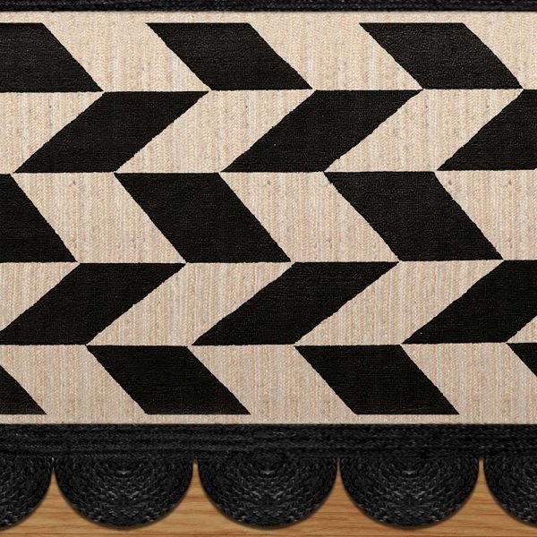 Handcrafted Black Beige Home Decor Jute Rug - Image 5
